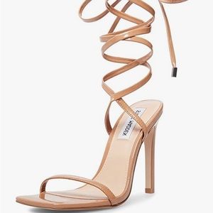 Steve Madden Women's Uplift Heeled Sandal ankle wrap tan open toe heel size 7